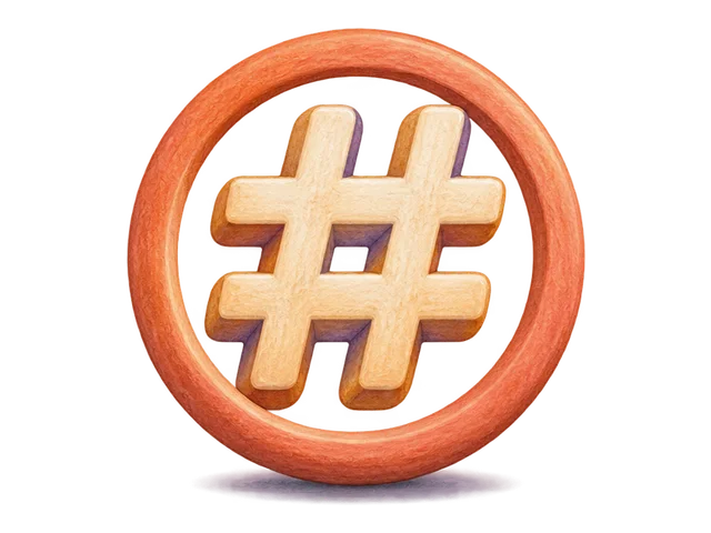 A hashtag symbol in a circle