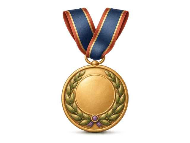 An award medal on a ribbon