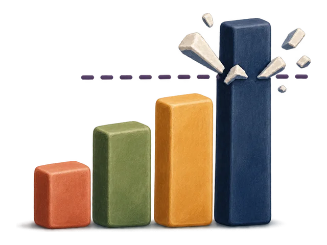 Four bars, the last one breaking through a dashed ceiling